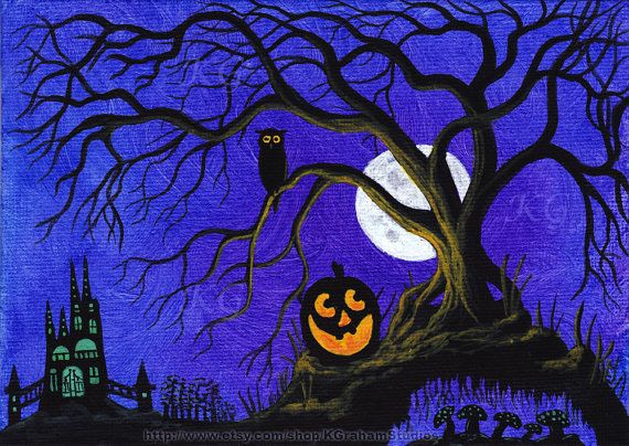 Spooky Tree Painting at PaintingValley.com | Explore collection of ...