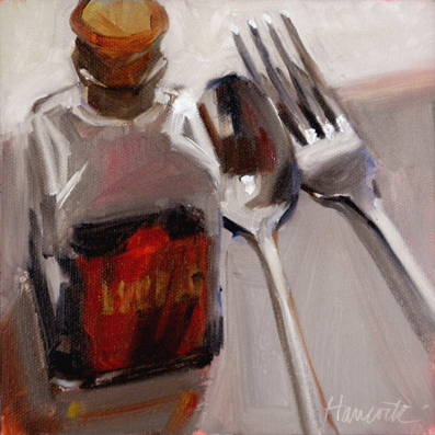 397x397 Gretchen Hancock's Paintings Fork Spoon Vinegar - Spoon And Fork Painting