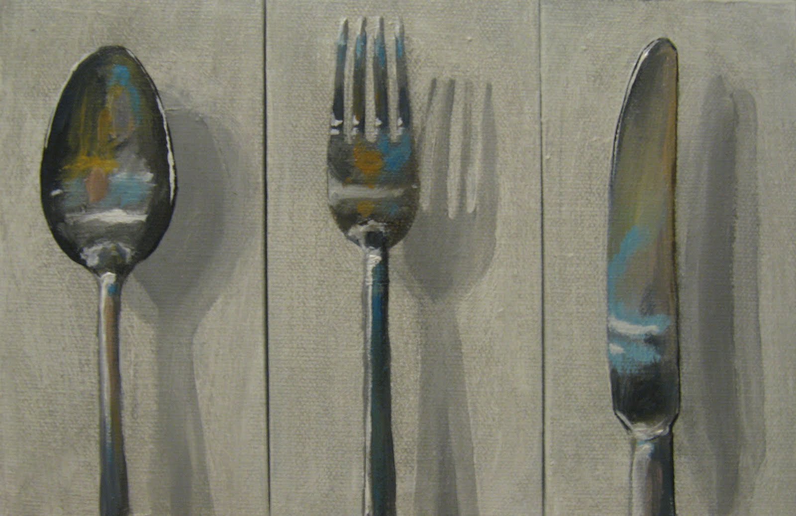 1600x1038 One Painting A Day Spoon And Shadow - Spoon And Fork Painting
