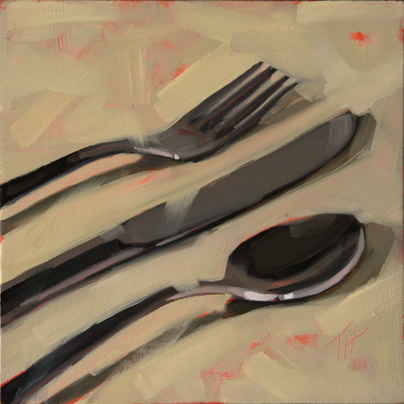 570x570 Paintings By Trevor Howard Fork Knife Spoon - Spoon And Fork Painting