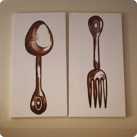 480x481 Another Diy Art Possibility For The Dining Room. Diy - Spoon And Fork Painting