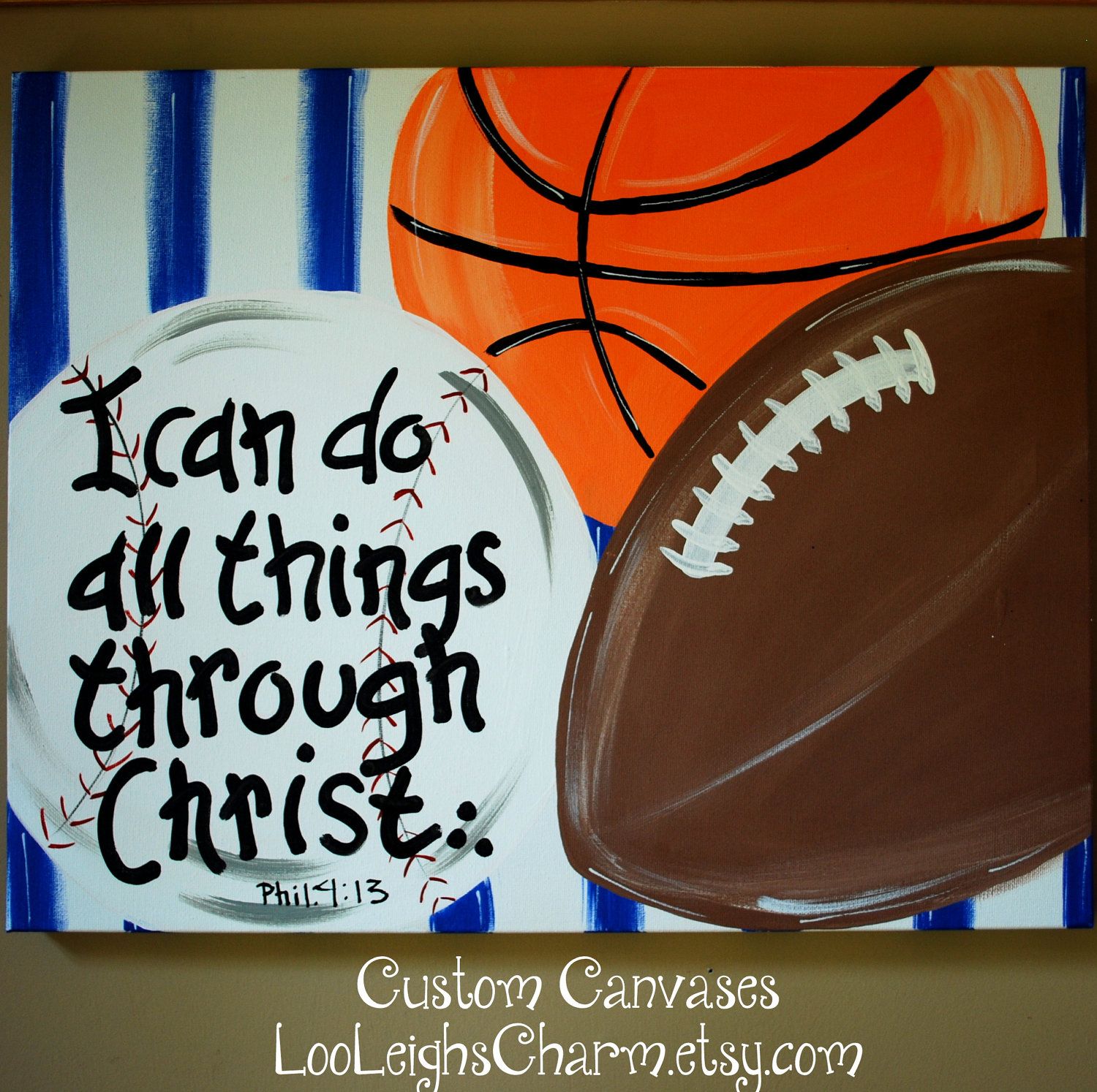 1500x1494 Custom Sport Canvas, Bible Verse Painting, Boys Room Painting - Sports Canvas Painting