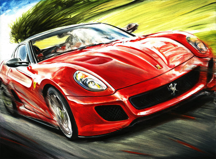 700x516 Ferrari 599 Gto Sport Car Original Oil Painting On Canvas Made - Sports Car Painting