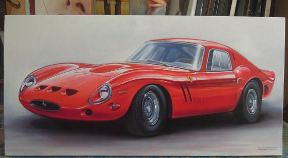 570x313 Ferrari Car Painting Oil Painting On Canvas 24x48 - Sports Car Painting