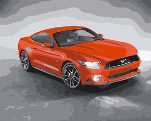 300x239 Framed Paint By Number Kit Red Ford Mustang Sports Car Painting - Sports Car Painting
