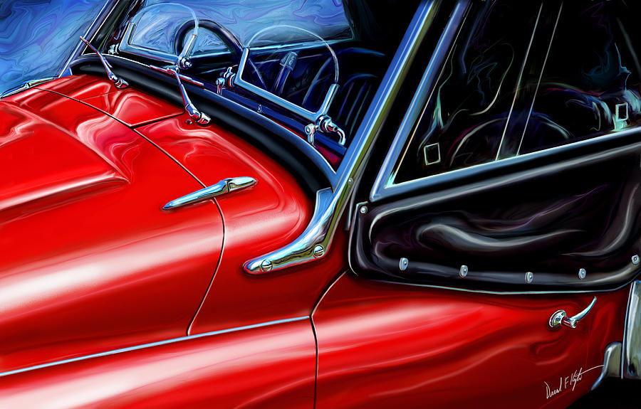 900x575 Triumph Tr 3 Sports Car Detail Painting By David Kyte - Sports Car Painting