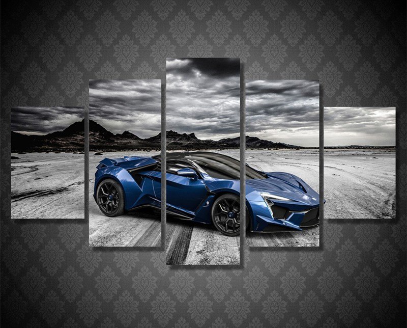 800x644 5 Piece Canvas Art Paintings Hd Printed Blue Luxury Sports Car - Sports Car Painting