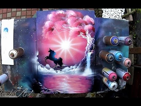 480x360 Pink Unicorn - Spray Paint Painting