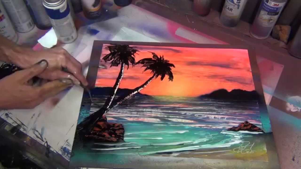 1280x720 The Beach Time Lapse Spray Paint Art - Spray Paint Painting