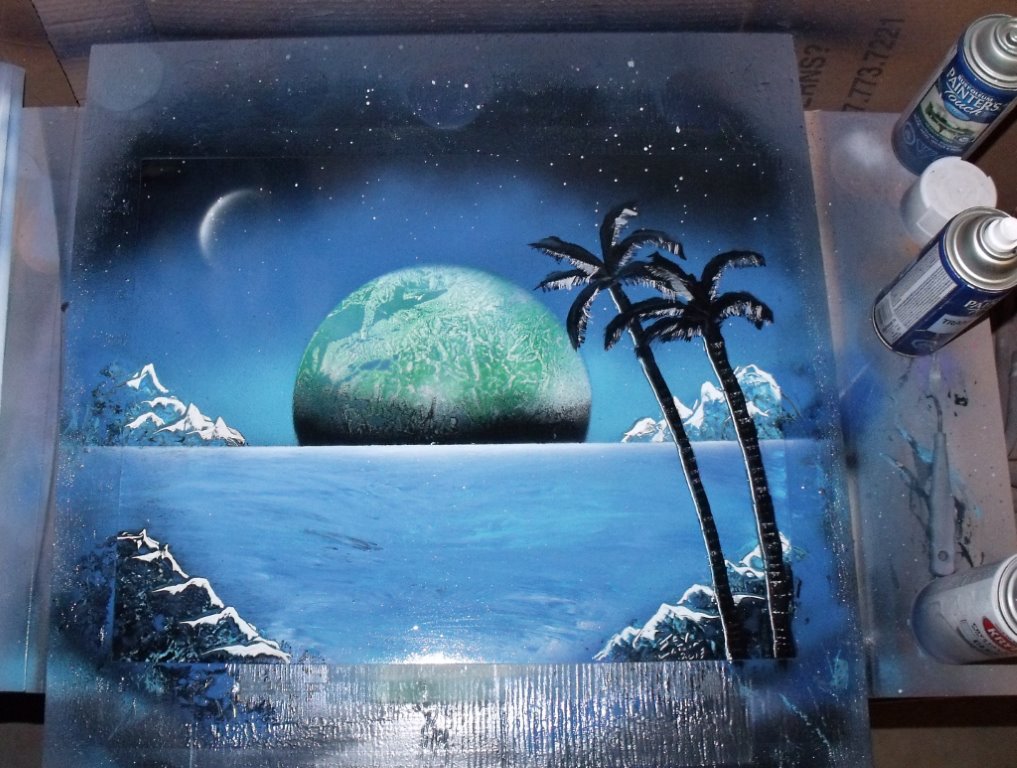 1017x768 Night Palms Spray Painting By Jaylatour - Spray Painting