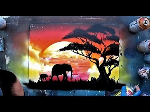 480x360 African Sunset - Spray Painting