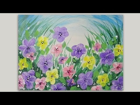 480x360 Spring Flowers Acrylic Painting - Spring Flowers Painting