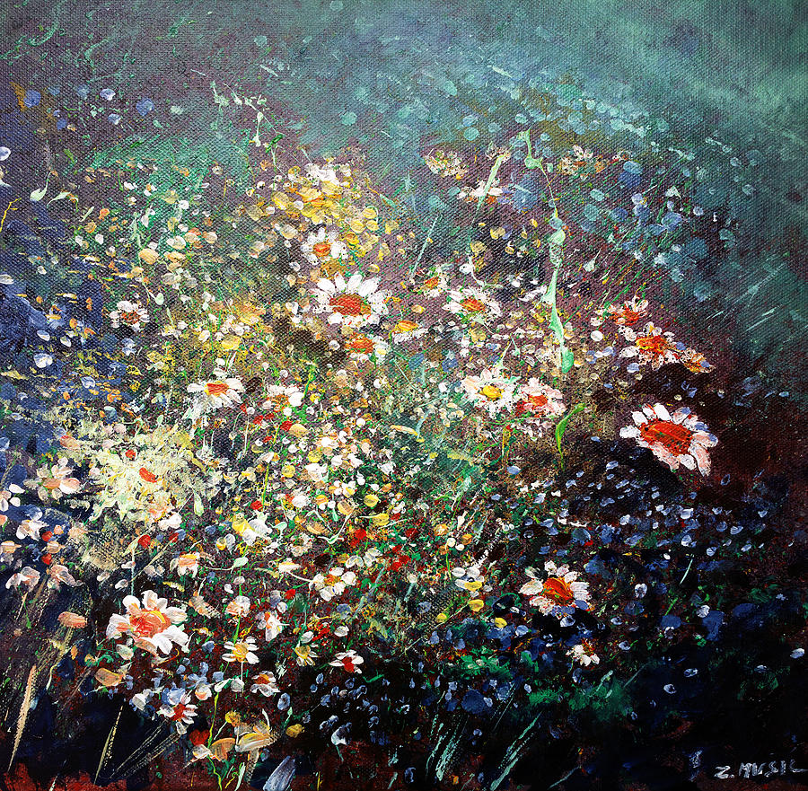 900x881 Spring Flowers Painting By Zlatko Music - Spring Flowers Painting