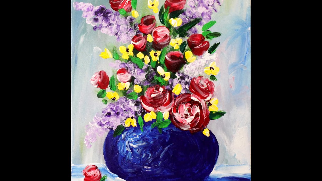 1280x720 Spring Flowers In A Vase Step By Step Acrylic Painting On Canvas - Spring Flowers Painting