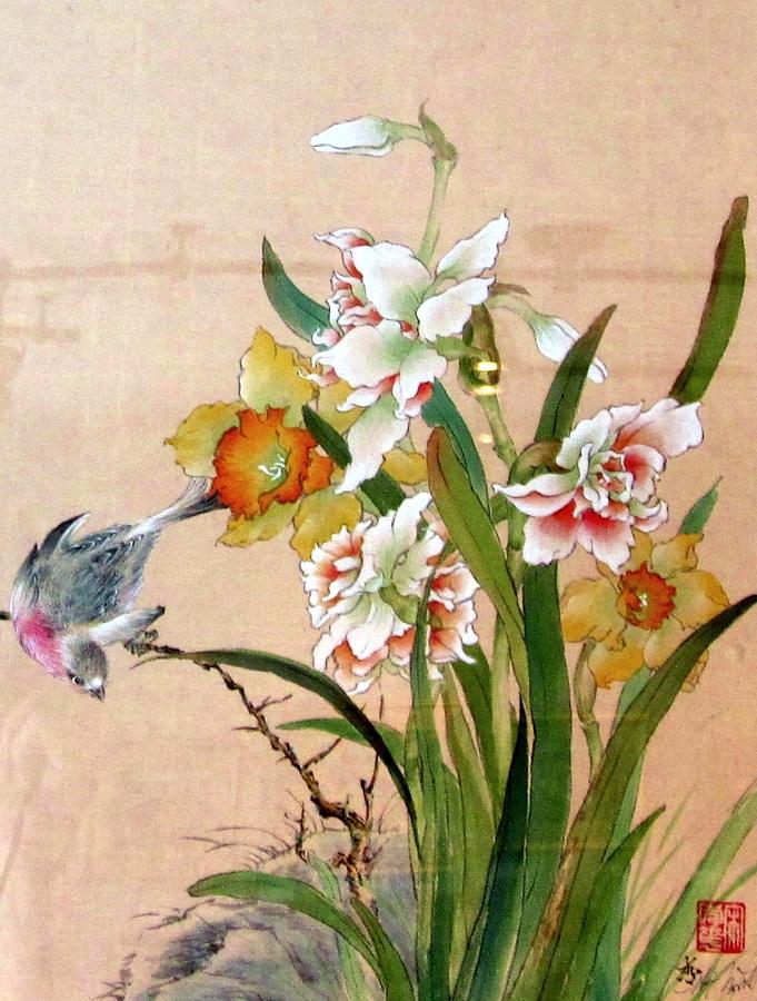 681x900 Early Spring Flowers Painting By Hsiu Norcott - Spring Flowers Painting