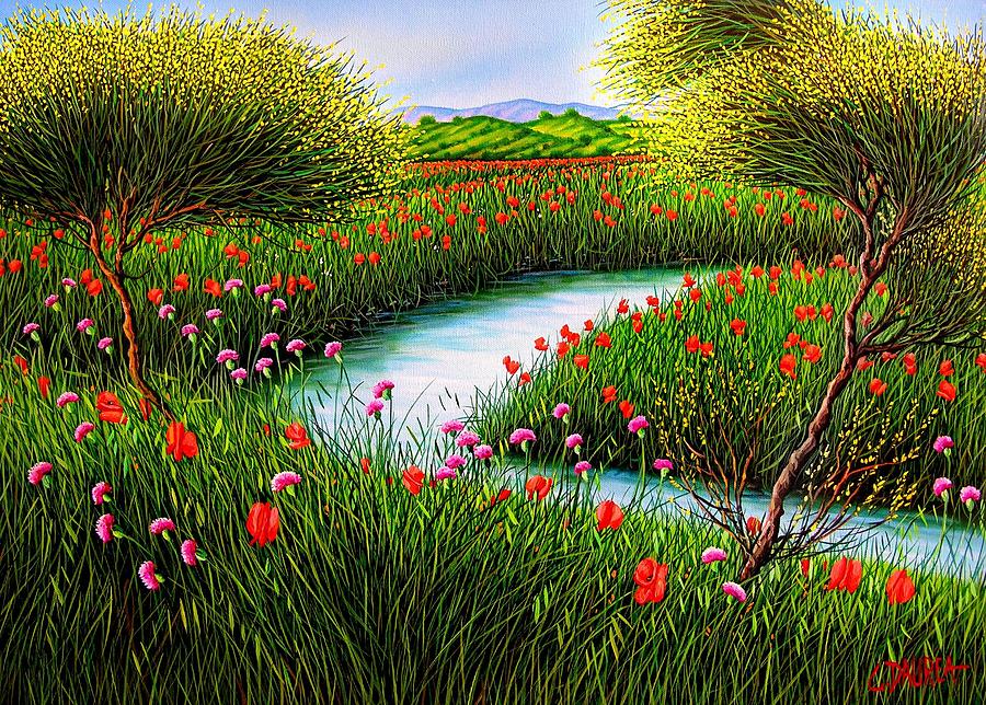 900x644 Spring Landscape Painting By Daurea Giovanni - Spring Landscape Painting