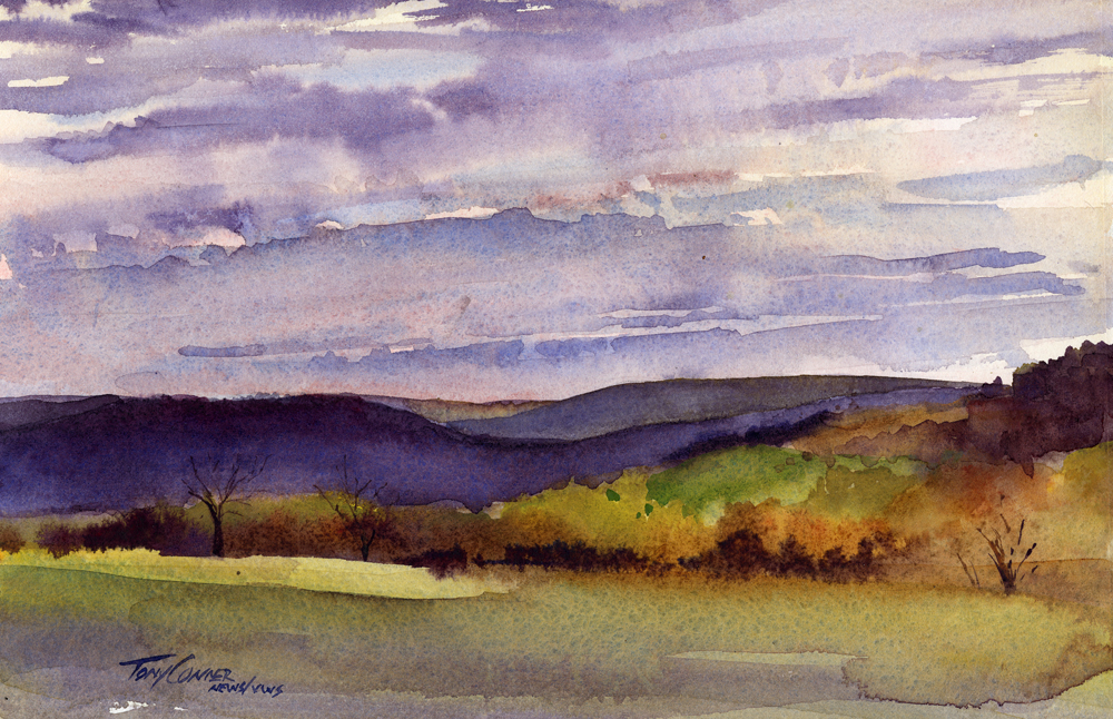 1000x646 Spring Original Watercolor Landscape Painting - Spring Landscape Painting