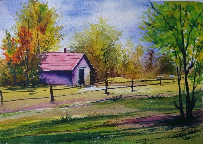 700x497 Buy Spring Nature Handmade Painting By Mahendra Shewale. Code - Spring Painting