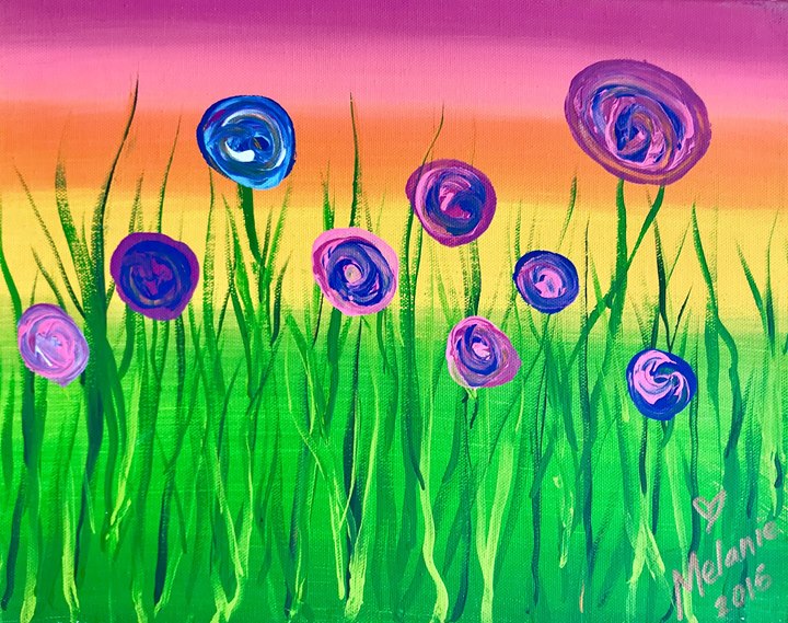 720x569 Spring Flowers Kids Canvas Painting - Spring Painting For Kids