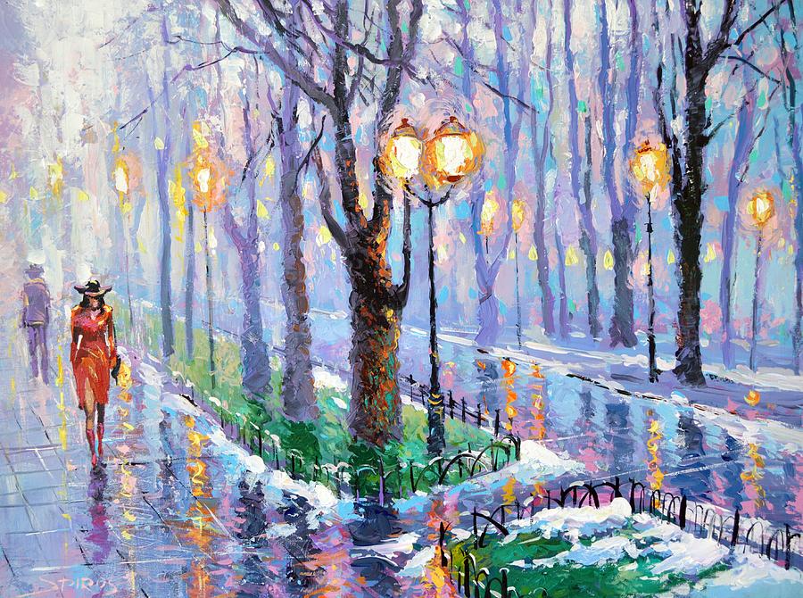 900x670 Spring Park Painting By Dmitry Spiros - Spring Season Painting