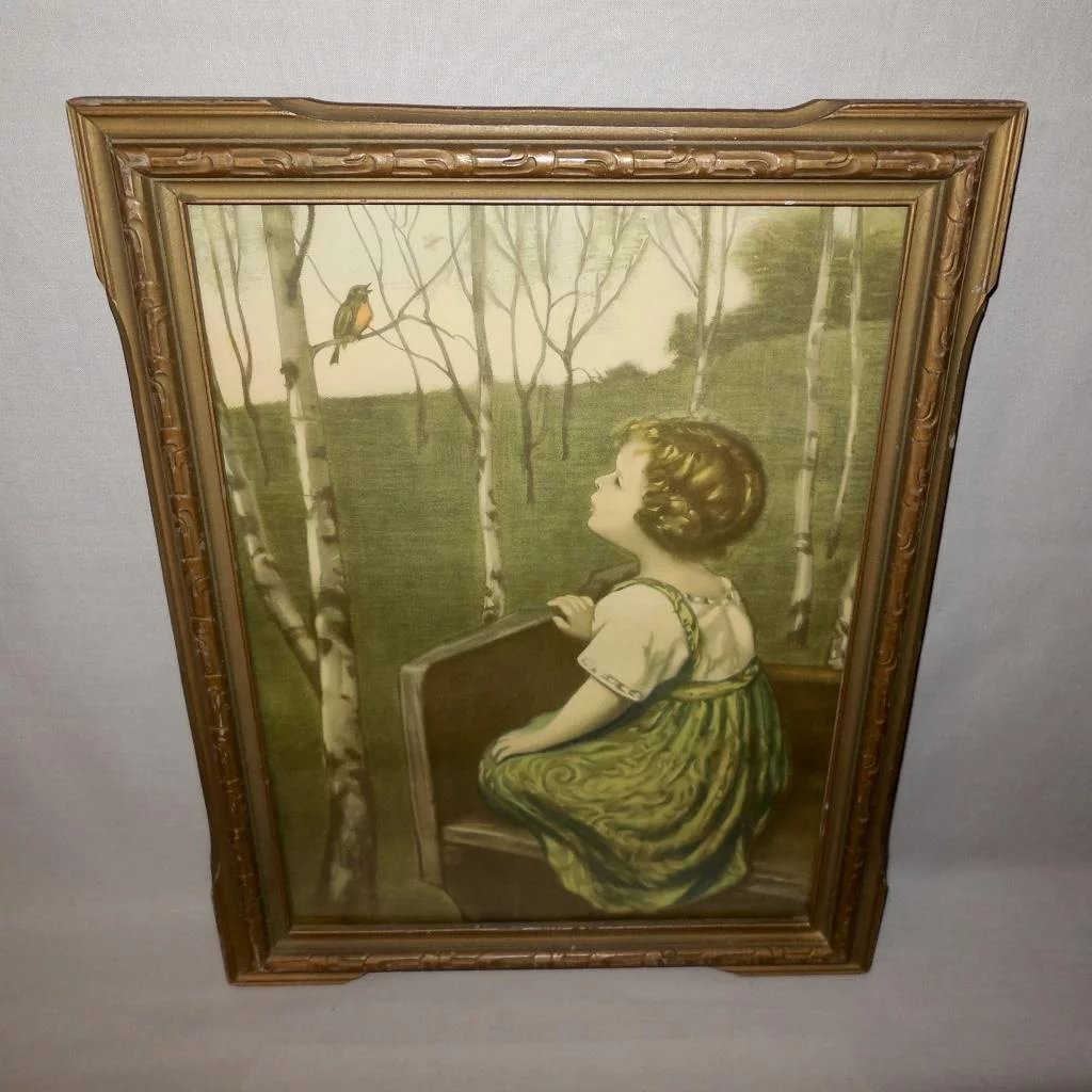 1024x1024 Simon Glucklich 1925 Print Of Spring Song In Carved Frame - Spring Song Painting