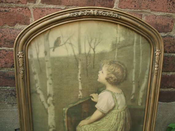 570x428 Antique Spring Song Print By Simon Glucklich, Girl And Bird, Birch - Spring Song Painting