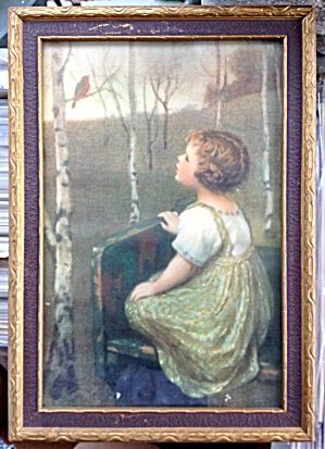 299x413 Vintage 1920's Print Spring Song Robin White Birch Trees Glucklich - Spring Song Painting