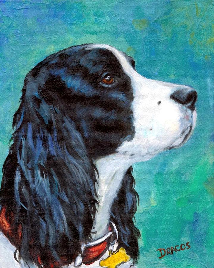 719x900 English Springer Spaniel Profile Painting By Dottie Dracos - Springer Spaniel Painting