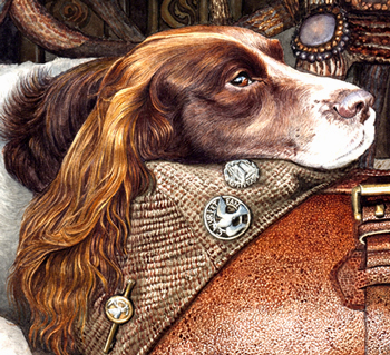 350x319 Portrait Of A Gundog An English Springer Spaniel - Springer Spaniel Painting