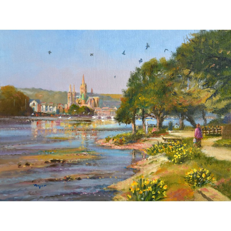 800x800 Springtime,truro. Artist Ted Dyer.original Painting Of Truro Cathedral - Springtime Painting