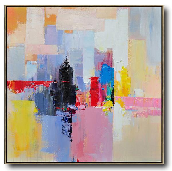 600x596 Hand Painted Oversized Palette Knife Painting Contemporary Art - Square Canvas Painting
