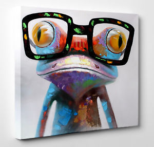 300x286 Modern Frog Abstract Color Canvas Print Wall Art Ready To Hang - Square Canvas Painting
