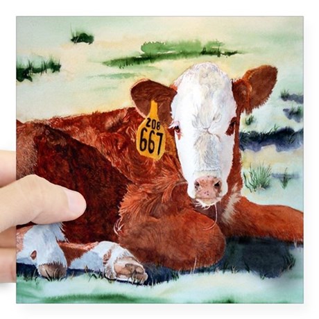 460x460 Cow Square Stickers - Square Cow Painting