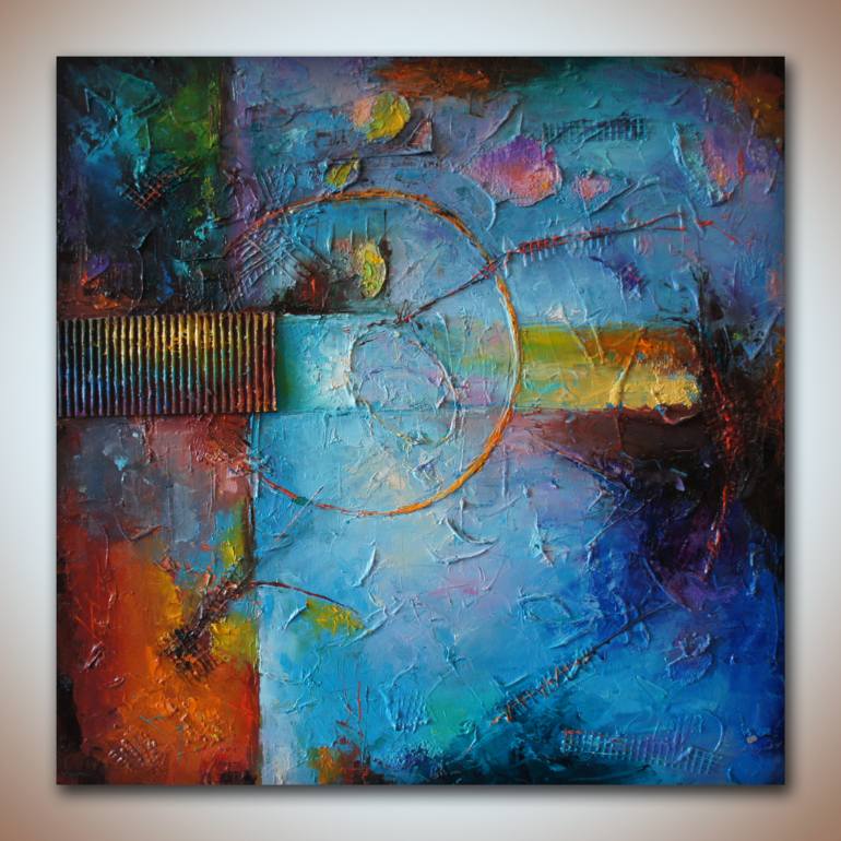 770x770 Saatchi Art Blue Harmony Contemporary Art, Original Abstract - Square Painting