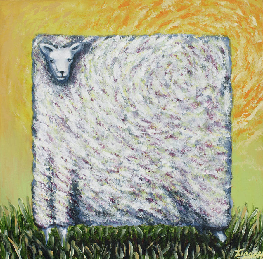 900x885 Square Sheep Covering The Sun Painting By Tiago Hacke - Square Painting