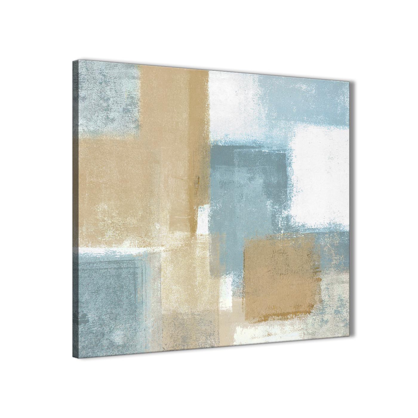 1400x1400 Blue Beige Brown Abstract Painting Canvas Wall Art Print - Square Painting