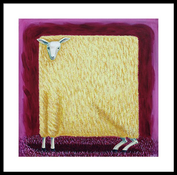 600x594 Golden Square Sheep Framed Print By Tiago Hacke - Square Sheep Painting