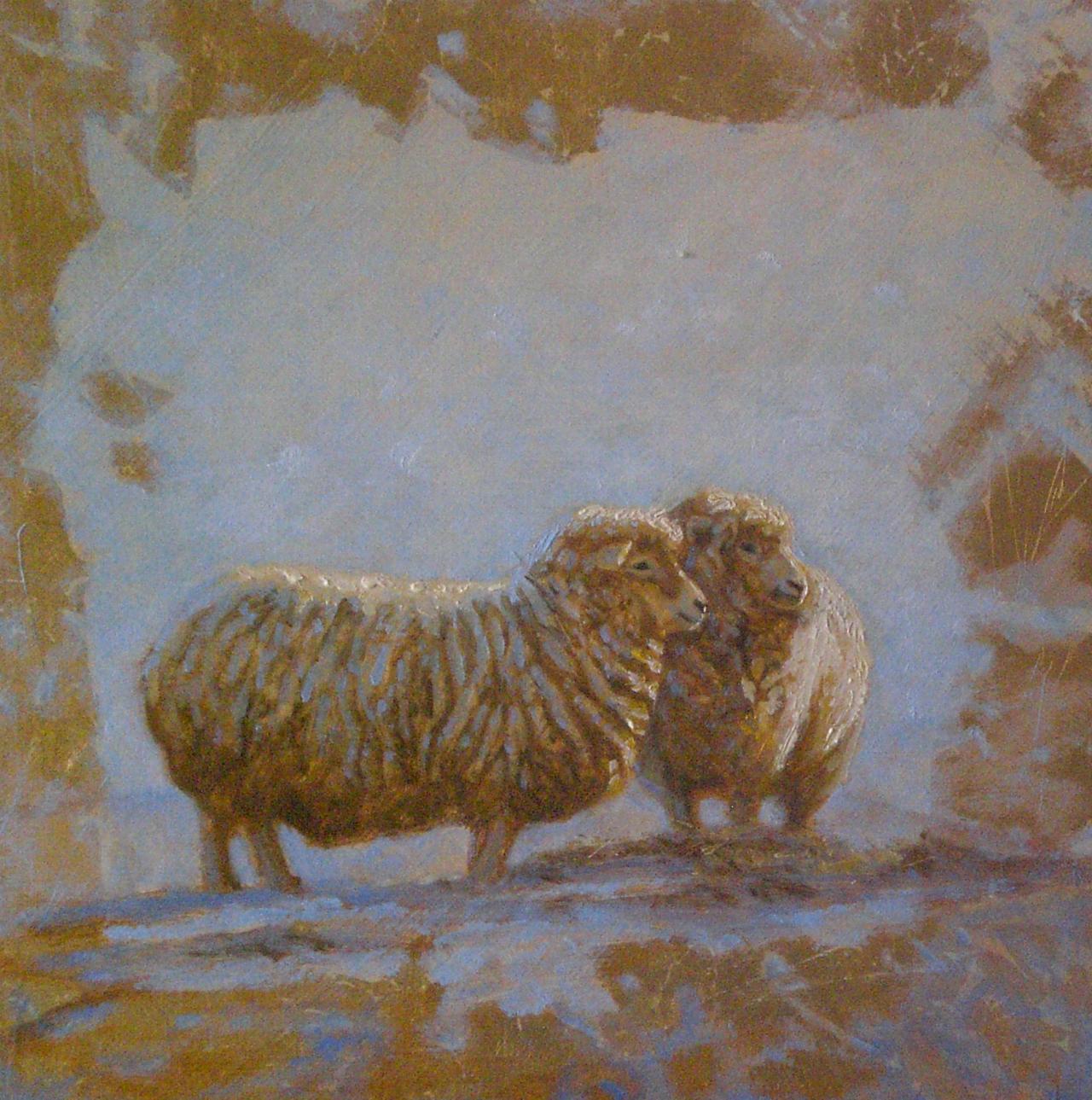 1280x1289 Mary Iselin Fine Art - Square Sheep Painting