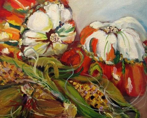 475x381 Indian Corn And Squash Original Art Painting By Delilah Smith - Squash Painting