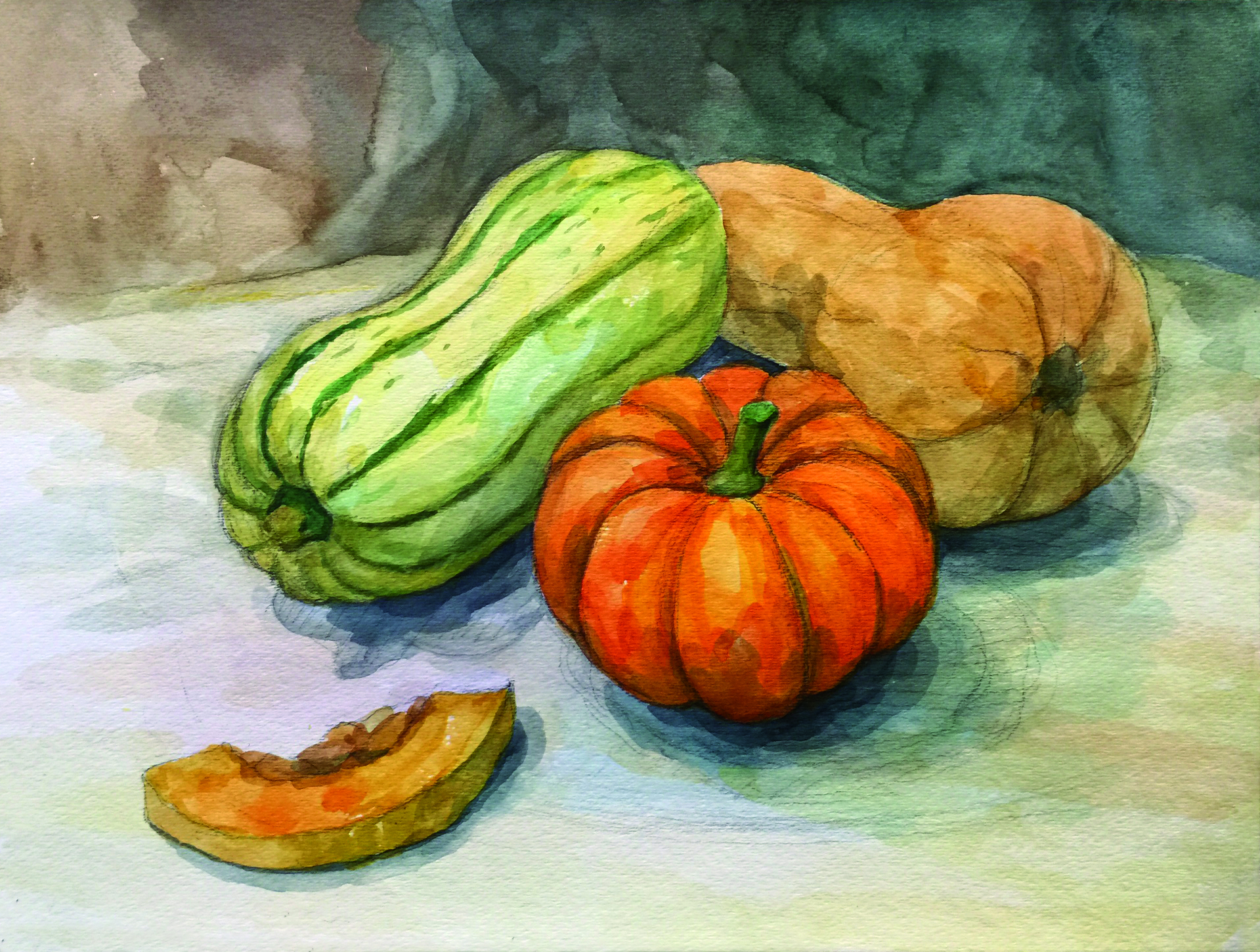 1919x1450 Watercolor 101 Three Squash Visarts - Squash Painting