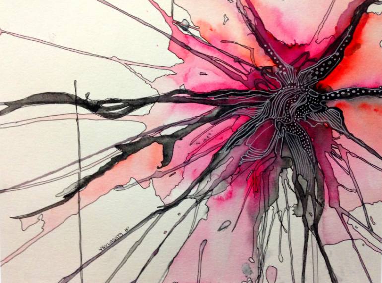 770x569 Saatchi Art Floral Squid Painting By Yuki Vlasaty - Squid Painting