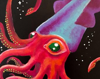 340x270 Squid Painting Etsy - Squid Painting
