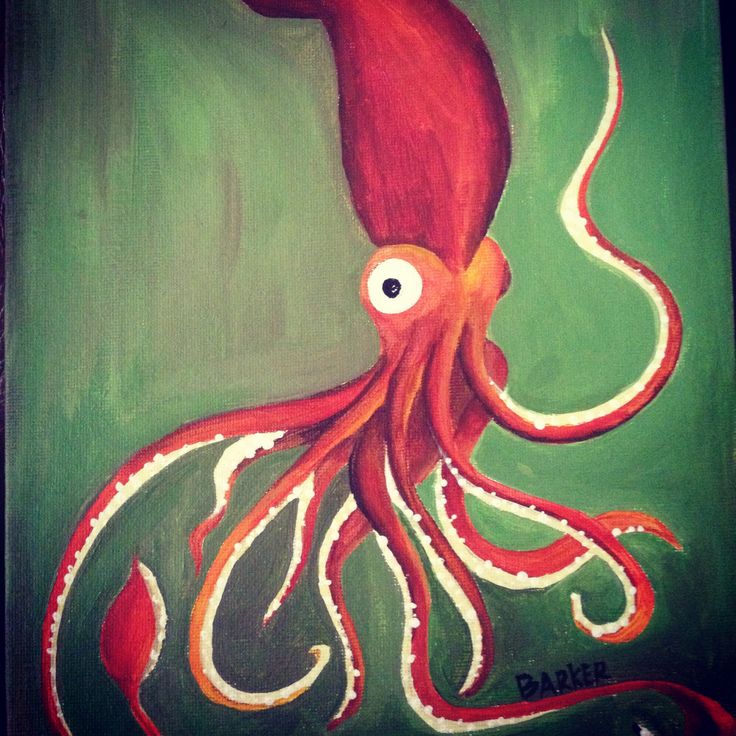 736x736 Giant Squid Painting - Squid Painting