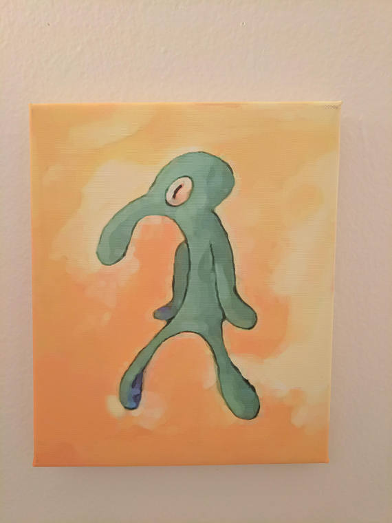 570x760 Bold And Brash Painting Via Squidward Of Spongebob. Printed Out - Squidward Painting Canvas