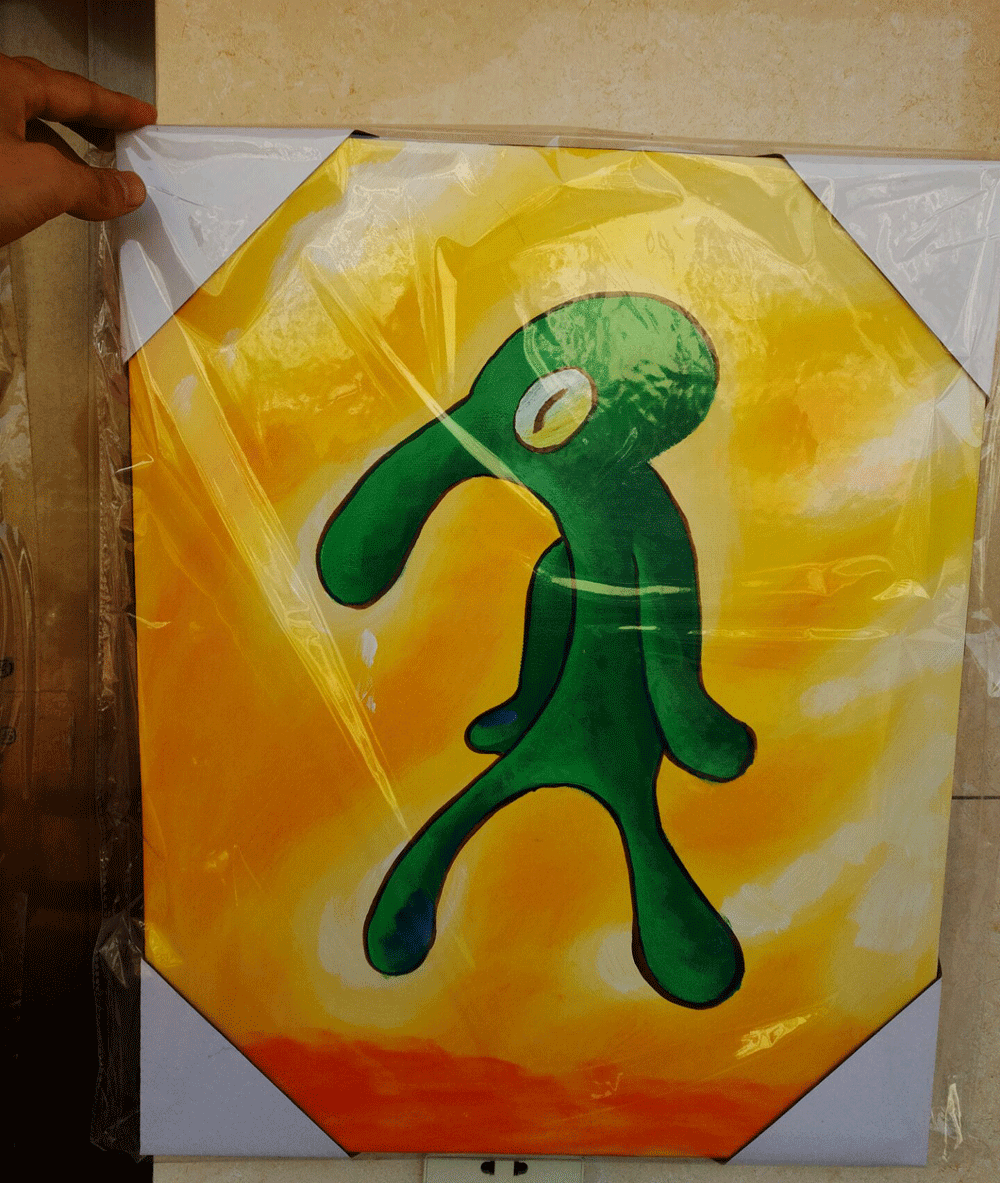1000x1183 Hand Painted Artwork Premium Canvas Old Bold And Brash Squidward - Squidward Painting Canvas