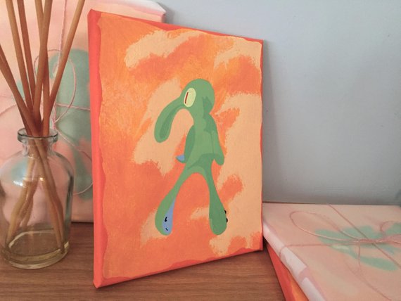 570x428 Items Similar To Bold And Brash Acrylic Painting On Canvas 8x10 - Squidward Painting Canvas