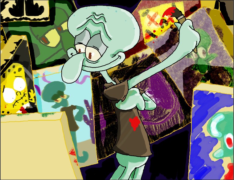 759x586 Painting Squidward By Lexluthorfan - Squidward Painting Canvas
