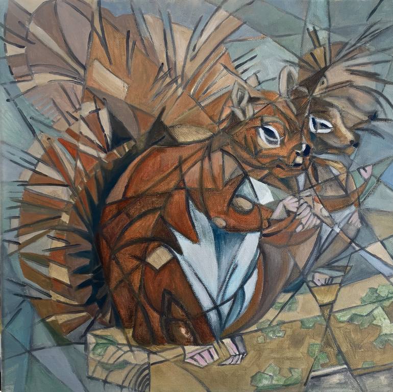 770x768 Saatchi Art Squirrel! Painting By Grace Luttrell - Squirrel Painting