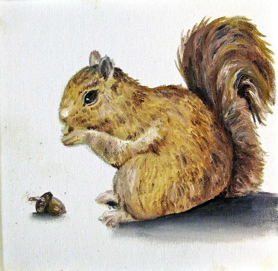 900x877 Squirrel Painting By Crucifiedcondios - Squirrel Painting