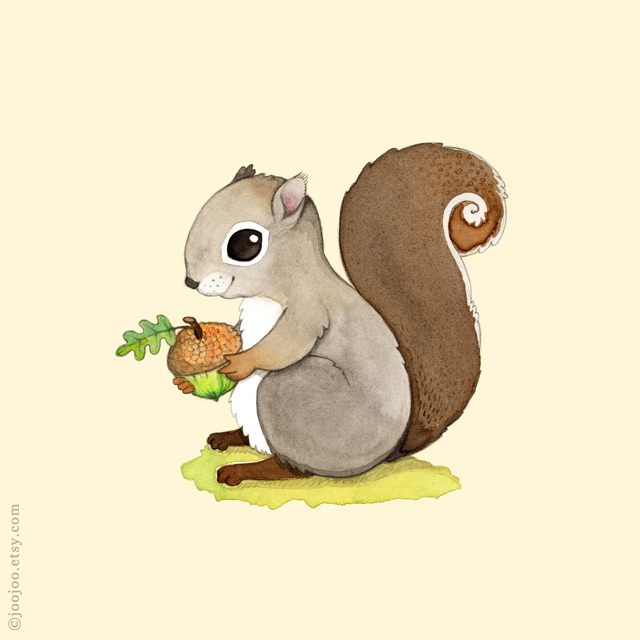 640x640 Squirrel Watercolor Painting Last Week I Saw A Baby - Squirrel Painting